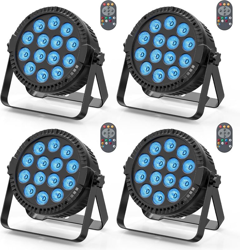 Photo 1 of RGBW 4-in-1 LED Par Lights, 80W Stage Lights with 0-100% Dimmer Professional DMX Control Sound Activated Auto, SEBRUANC Stage Uplighting for Events DJ Disco Wedding Party 4Packs