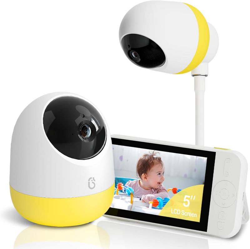 Photo 1 of Ellie Pro Baby Monitor with Camera and Audio,5'' IPS 2K UHD Resolution,6000mAh Battery, Remote Pan-Tilt-5X Zoom, 2-Way Talk,No WiFi, Night Vision, Virtual Fence, Breathing Detection and 1000ft Range