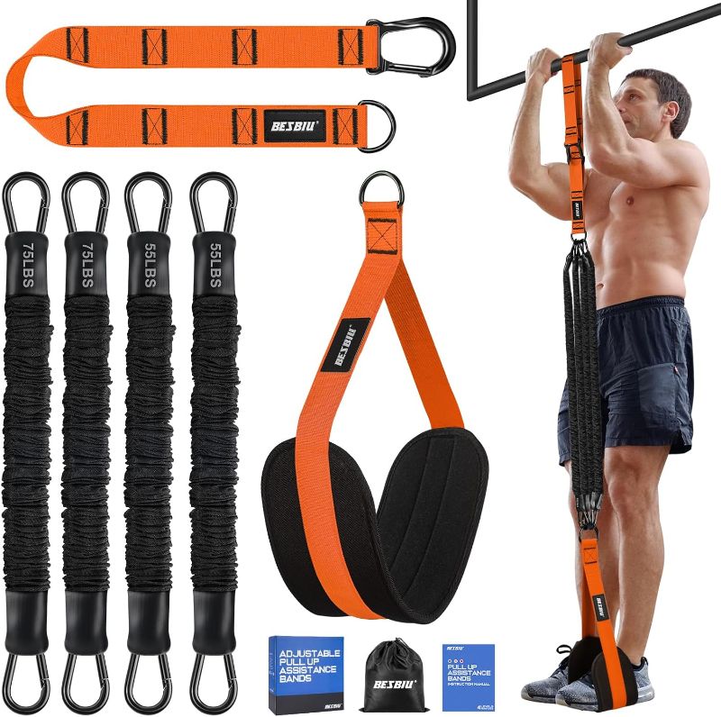Photo 1 of Pull Up Assistance Bands 260lbs, Heavy Pull Up Bands Resistance Bands for Pull Ups Working Out with Feet Rest, Pull Up Bar Bands Assistance Bands Strength Training Workout Equipment, Height Adjustable
