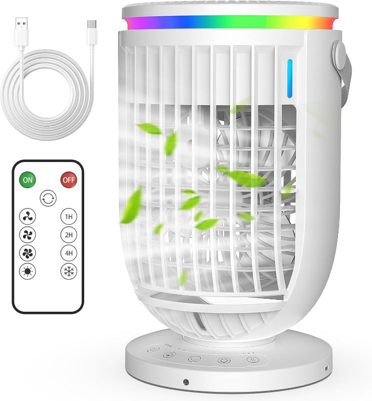 Photo 1 of Portable Air Conditioners Fan with 120° Rotating Function,Fosvill Evaporative Mini Room Air Conditioners,Portable AC Unit Air Cooler with 4 in 1 Humidifier Fan Conditioner for Room (White)