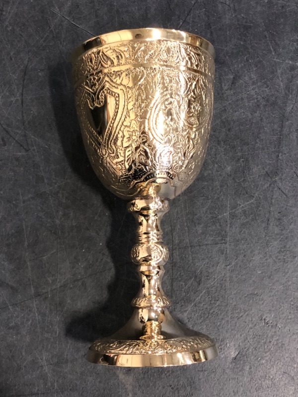 Photo 1 of ALADEAN Vintage Chalice Medieval Goblet | 1x Solid Brass 6" Royal Wine Glass Cups 7oz - Renaissance Gifts Wedding Anniversary Novelty Ceremonial Drinkware Pack of 1pc (Roman Chalice)