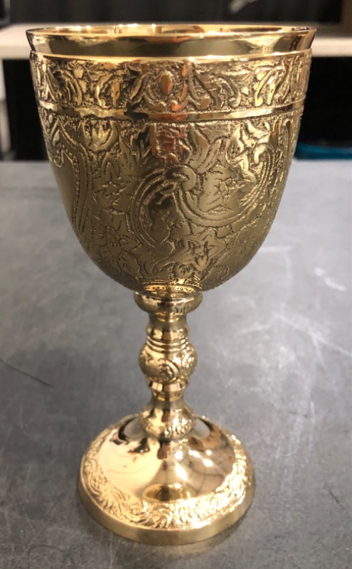 Photo 1 of ALADEAN Vintage Chalice Medieval Goblet | 1x Solid Brass 6" Royal Wine Glass Cups 7oz - Renaissance Gifts Wedding Anniversary Novelty Ceremonial Drinkware Pack of 1pc (Roman Chalice)
