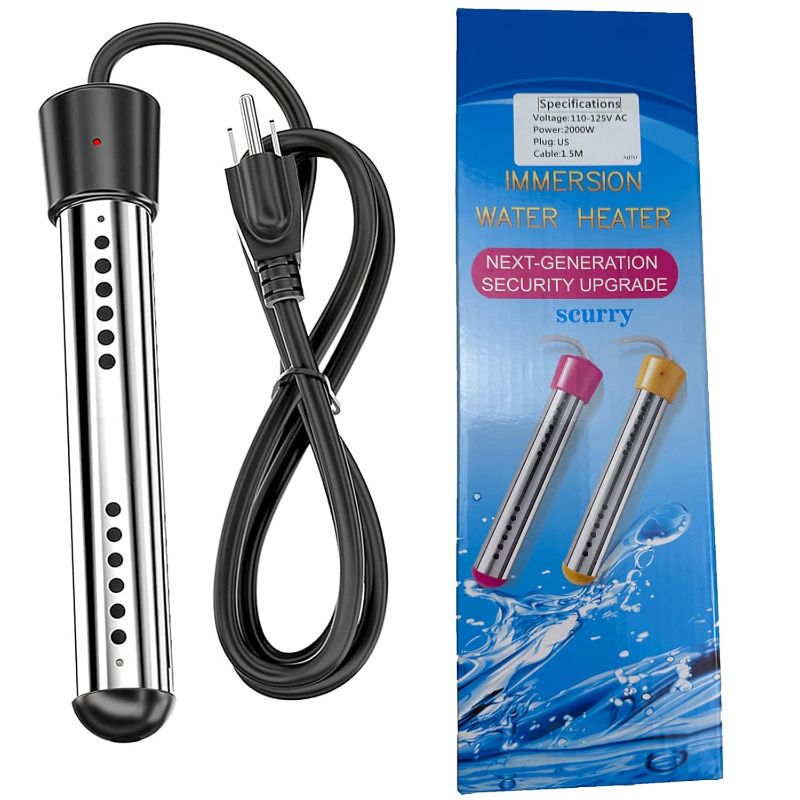 Photo 1 of  Immersion Water Heater Portable Electric 304 Stainless Heaters -Auto Shut-Off, Bucket Heater with LCD Thermometer for Heating Water in Inflatable Swimming Pool, Bathtub, Bucket, Footbath