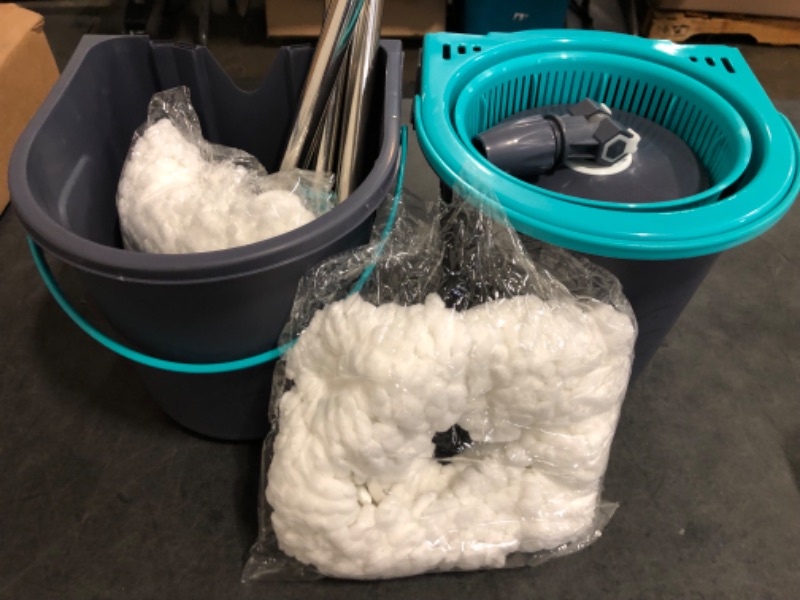 Photo 1 of MASTERTOP Mop and Bucket with Wringer Set, Spin Mop Cleaning System with 3 Mop Pads,Spinning Mop Bucket for Floor Cleaning, 50.4" Extended Handle