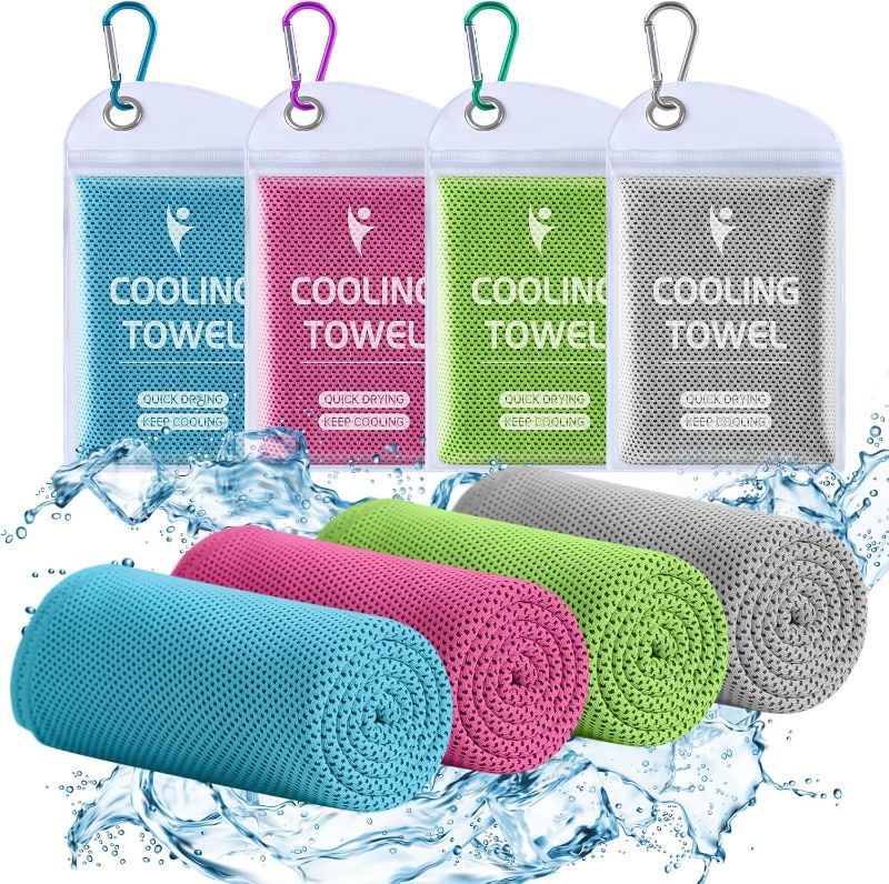 Photo 1 of Clothirily Cooling Towels (40"x12"), Breathable Gym Towels for Neck and Face, Men & Women Workout Towel for Hot Weather, Sweat Towel for Gym Yoga, Camping, Fitness, Running, Traveling, 4 Pack