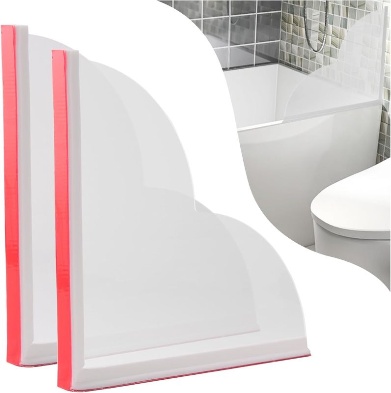 Photo 1 of 2 Pack Large Shower Splash Guard for Walk in Shower, Upgrade 9.25 x 9.25 In Bath Tub Splash Guards, Shower Corner Bathtub Water Blocker, Waterproof Shower Accessories to Keep Water in Shower