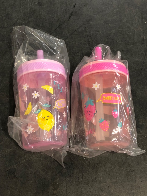 Photo 1 of Zak Designs Kelso Toddler Cups For Travel or At Home, 15oz 2-Pack Durable Plastic Sippy Cups With Leak-Proof Design is Perfect For Kids (Sweet Berry, Lemon Zest)
