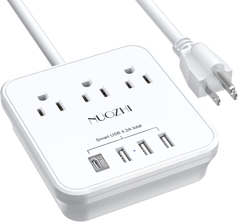 Photo 1 of Cruise Essentials,6 Ft Power Strip with 3 Outlets and 4 USB Ports(1 USB C), Non Surge Protector for Cruise Ship, Travel, Home Office, ETL Listed, White