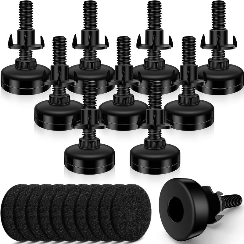 Photo 1 of 10 Set Adjustable Furniture Leveling Feet, Adjustable Leg Levelers for Cabinets Sofa Tables Chairs Raiser, Heavy Duty Height Adjuster Furniture Levelers Foot with T- Nut Kit 3/8”-16 Thread
