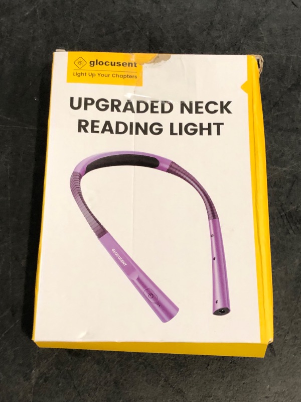 Photo 1 of Glocusent Upgraded LED Neck Reading Light, Book Light for Reading in Bed, 30-min Timer, 3 Colors & 3 Brightness Adjustable, Rechargeable & Long Lasting, Perfect for Reading, Knitting