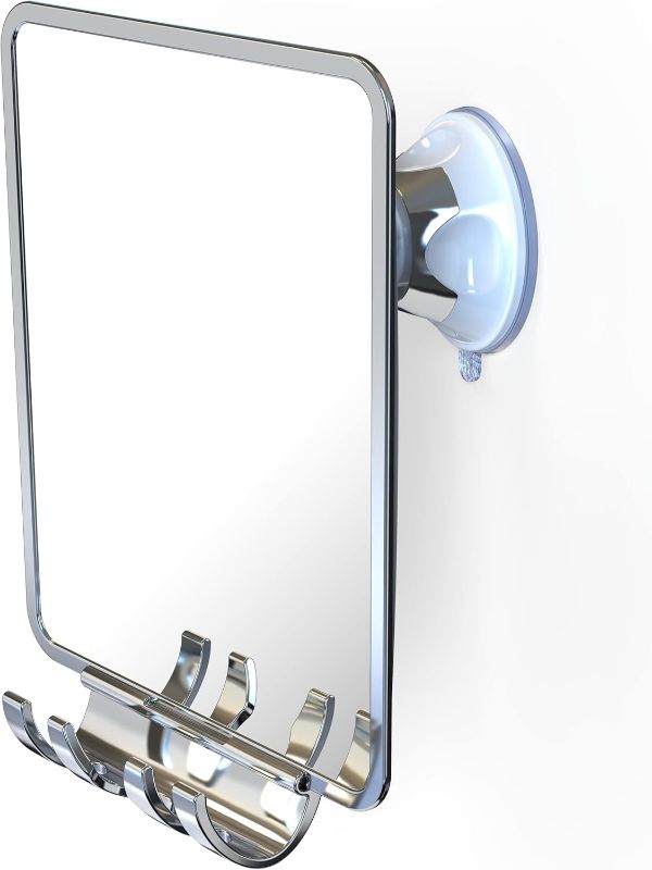 Photo 1 of Luxo Shower Mirror, Shower Mirror fogless for Shaving with a Removable Razor Holder - Shaving Mirror for Shower with a Powerful Suction Cup - Shatterproof fogless Mirror for Shower