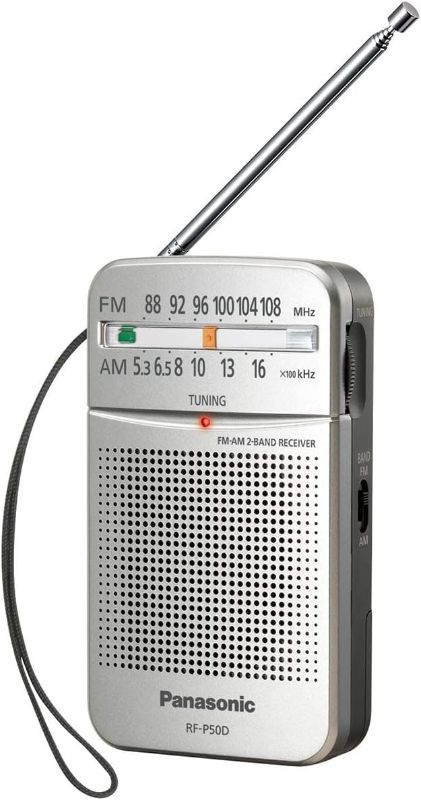 Photo 1 of Panasonic Pocket FM/AM Portable Radio with Digital Tuner, Large Dial, Easy to See Fluorescent Pointer, Clear Sound, for Off-the Grid Trips, Blackouts, Battery Powered- RF-P50D