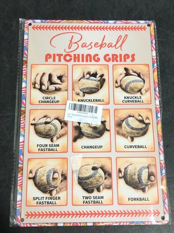 Photo 1 of Boy's Baseball Gifts Baseball Pitching Grips Sign Boys Room Decorations For Bedroom,Gift for baseball enthusiasts 8 x 12 Inch?9602?
