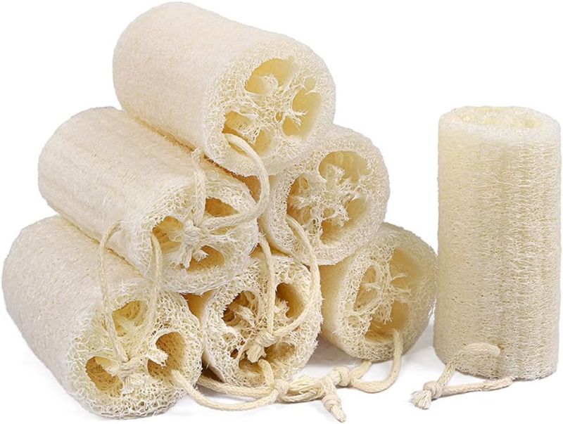 Photo 1 of Missing One 7 Pack Natural Loofah Body Scrubber Sponge, 5 Inches Organic Luffa for Exfoliating & Smooth Skin Cleansing, Ideal for Men & Women, Spa & Shower Use