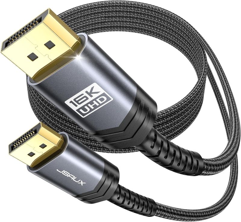 Photo 1 of JSAUX Displayport Cable 10ft 2.1, DP 2.1 Cord Support 16K@60Hz, 8K@120Hz, 4K@240Hz 80Gbps, Backward Compatible with DP1.4/DP1.2, Display Port 2.1 Cable Compatible with Monitor, Laptop, Graphics