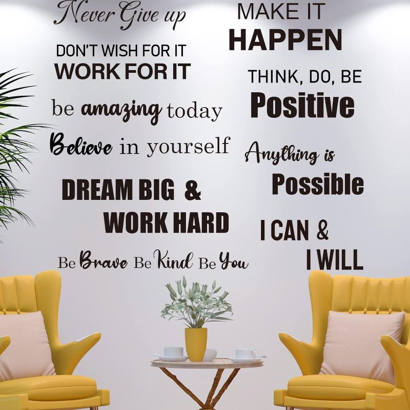 Photo 1 of 10 PCS Inspirational Wall Stickers Decals Quotes, Large Motivational Positive Saying Wall Art Decor for Bedroom, Living Black