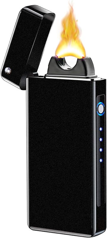Photo 1 of BABOBIU Electric Arc Lighter - USB Rechargeable, Plasma, Windproof, Unique Cool Lighter with Upgraded Capacity Battery for Candles, Incense, Fireworks (Frosted Black)