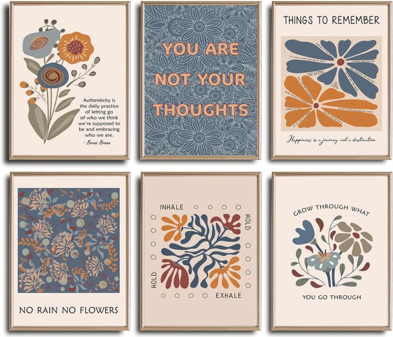 Photo 1 of 6 Mental Health Posters Bohemian Style Motivational Psychology Wall Decor Pictures Therapy Office Wall Art Inspirational Positive Quotes Canvas Poster Prints For Home Counseling Office Decor Unframed