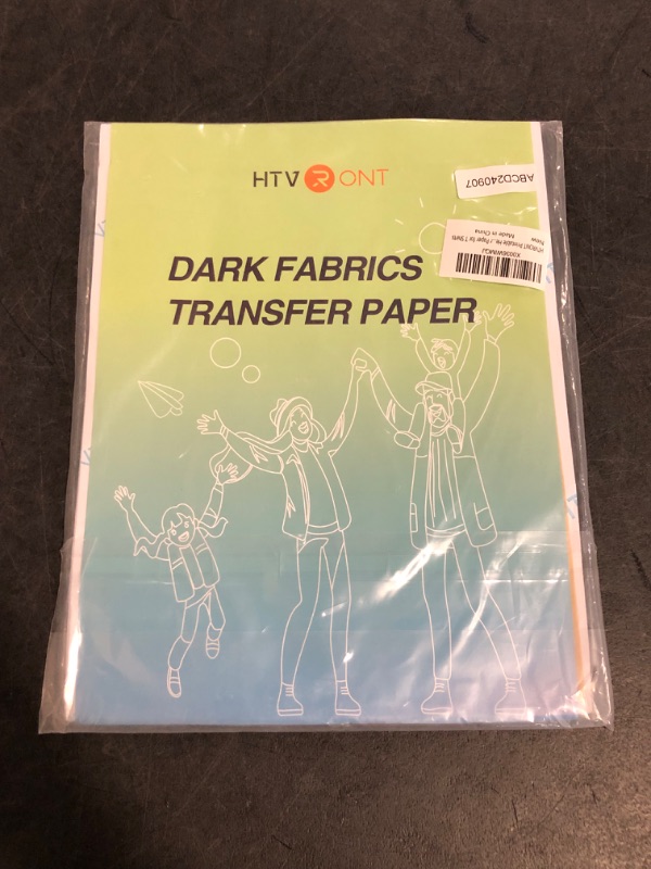 Photo 1 of HTVRONT Printable Heat Transfer Vinyl for Dark Fabric - 6 Sheets 8.5"x11" Heat Transfer Paper for T Shirts