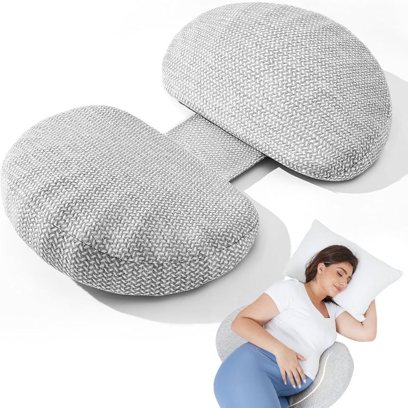 Photo 1 of Pregnancy Pillow for Sleeping Memory Foam Pillow for Side Sleeper, Maternity Pillow Support for Back, Belly, HIPS for Pregnant Women, Portable and Adjustable Travel Wedge Pillows Grey