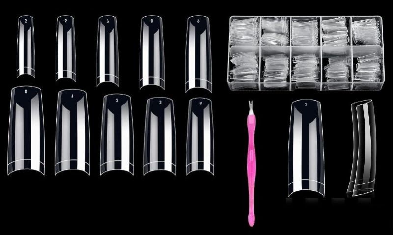 Photo 1 of MORGLES Clear Acrylic Nail Tips, 500 Pcs French Nail Tips Square Half Cover with Glue, Clipper, Files and Cuticle Fork for Salons and Home DIY