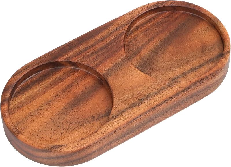 Photo 1 of Salt and Pepper Mill Tray, Acacia Wood Tray, Pepper Mill Holder & Rest (Inner Dia 2.5 Inch) fit Many Mills & Shakers, Salt & Pepper Grinder Accessories, Kitchen Storage Holder