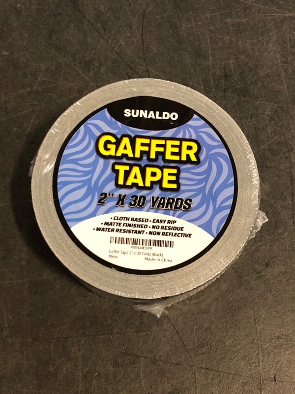 Photo 1 of Gaffers Tape, Strong Hold, Easy to Rip, Residue-Free Professional Grade Floor Tape for Electrical Cords, Matte Finish Non Reflective, Weather Resistant (1 Pack, Black, 2" x 30 Yards)