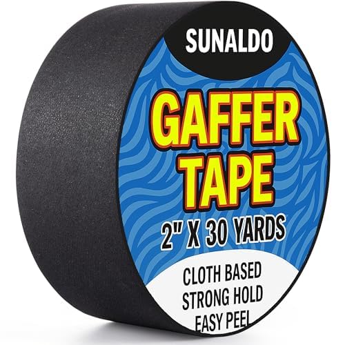 Photo 1 of Gaffers Tape, Strong Hold, Easy to Rip, Residue-Free Professional Grade Floor Tape for Electrical Cords, Matte Finish Non Reflective, Weather Resistant (1 Pack, Black, 2" x 30 Yards)
