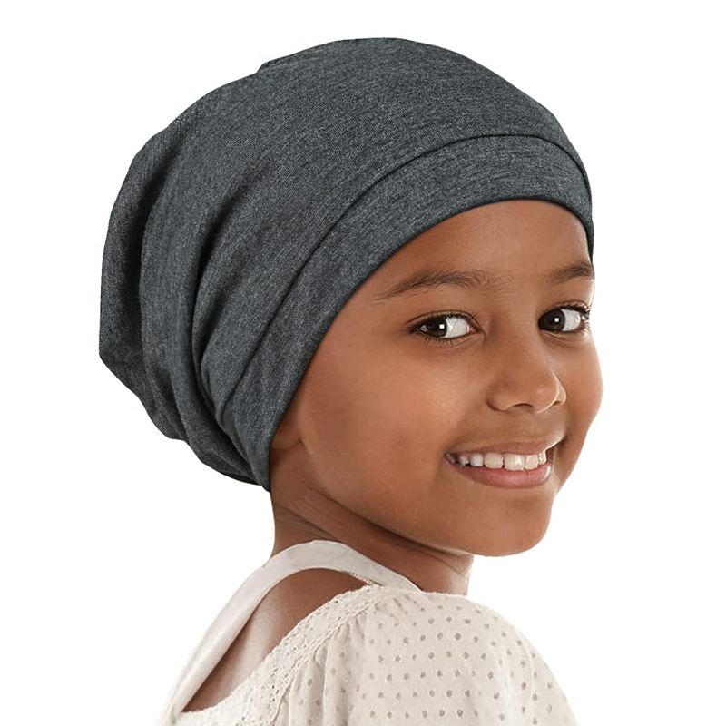 Photo 1 of Silky Lined Satin Bonnet with Adjustable Elastic Band for Teens Toddler Child Adjustable Gray