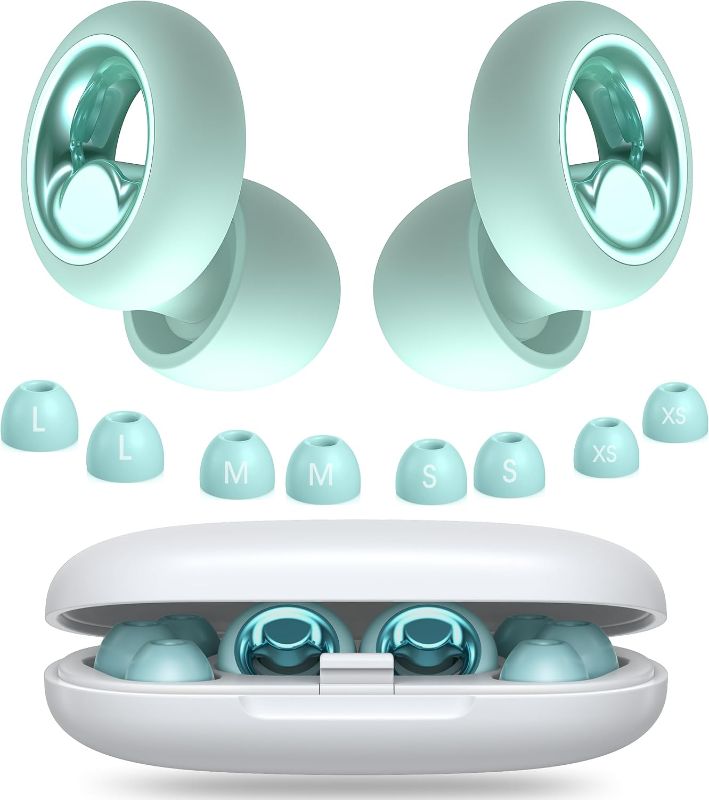Photo 1 of Ear Plugs for Sleeping Noise Cancelling, Soft Ear Plugs for Concert, 45dB Reusable Ear Plugs for Noise Reduction with 8 Ear Tips, Silicone Hearing Protection Earplugs for Sleep, Work(Mint)