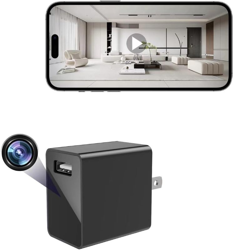 Photo 1 of USB Charger Camera - HD 1080P Mini WiFi Security Camera - Small Micro Wireless Nanny Cam for Home Indoor Security