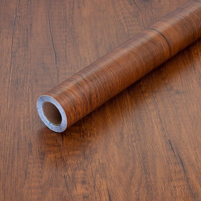 Photo 1 of Decoroom Peel and Stick Wood Grain Contact Paper 17.71"x118" Brown Wooden Look Wall Paper Self-Adhesive Wood Wallpaper Removable Vinyl Film Easy to Apply for Old Furniture Kitchen Cabinets Countertop