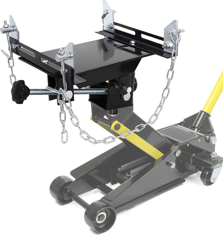 Photo 1 of Transmission Jack Adapter for Cars&Trucks,1100 lbs/0.5 Ton Capacity Gearbox Removal Tool,Fits Hydraulic Floor Jack Conversion,Double Safety Chains for Passenger Cars,Light-Duty Truck Transmissions