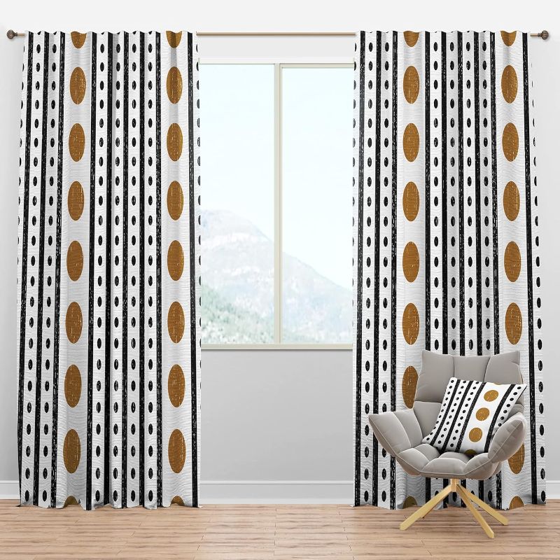 Photo 1 of Blackout Curtains 'Retro Geometrical Abstract Minimal Pattern VII' Curtains for Bedroom, Curtains for Living Room, Curtains & Drapes - Thermal Insulated -Single Panel -52x84