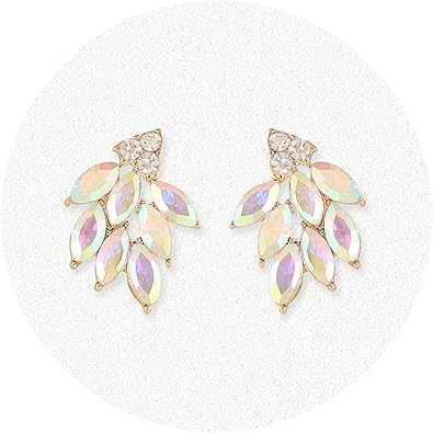 Photo 1 of Rhinestone Stud Earrings for Women Small Dainty Crystal Cluster Drop Earrings for Girls Cute Costume Jewelry for Bridal Wedding Party Gift