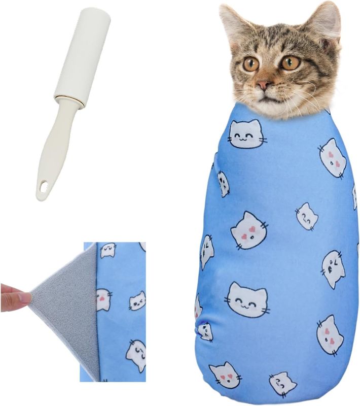 Photo 1 of Supet Cat Wrap for Cutting Nails, 2025 Self-Adherent Cat Grooming Wrap, Anti-Escape Calming Cat Swaddle Wrap for Medicine, Nail Clipping, Teeth Brushing, Ear Cleaning