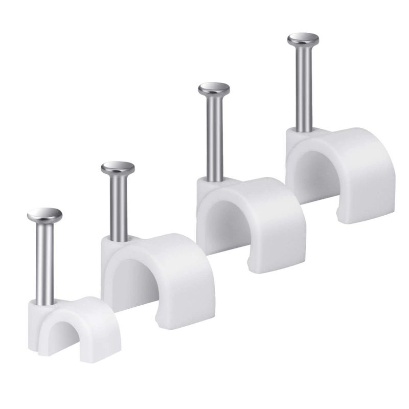 Photo 1 of Cable Wire Clips 4mm 6mm 8mm 10mm (Pack of 200) Cable Management RG6 RG59 CAT5 CAT6 RJ45 Electrical Ethernet Dish TV Speaker Wire Cord Tie Holder Single Coaxial Nail Clamps
