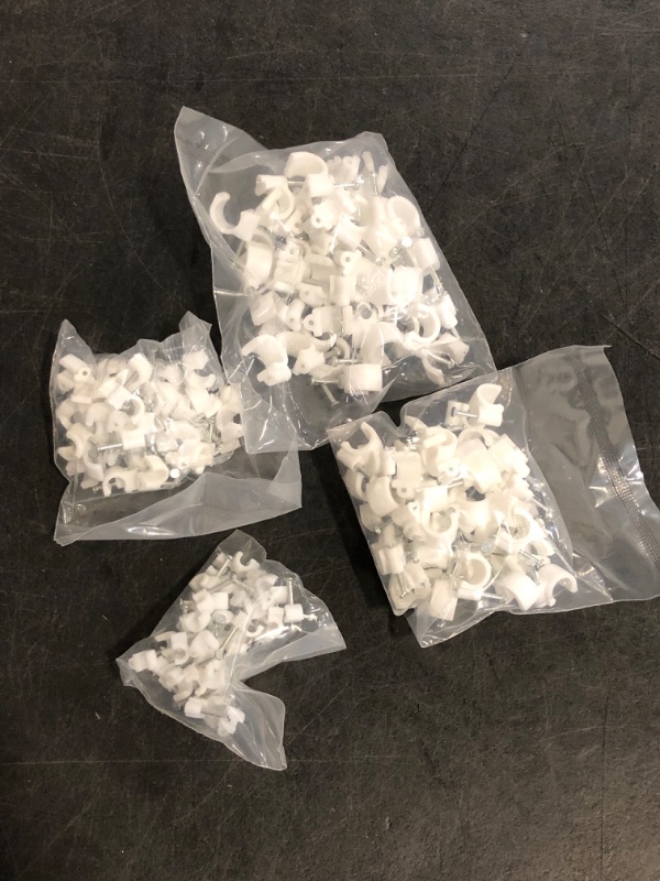 Photo 1 of Cable Wire Clips 4mm 6mm 8mm 10mm (Pack of 200) Cable Management RG6 RG59 CAT5 CAT6 RJ45 Electrical Ethernet Dish TV Speaker Wire Cord Tie Holder Single Coaxial Nail Clamps