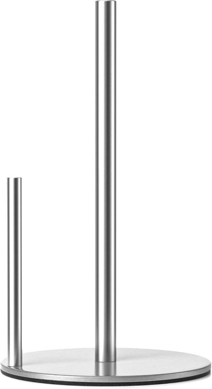 Photo 1 of Paper Towel Holder Silver, Premium Stainless Steel Kitchen Roll Dispenser, Countertop Roll Organizer with Weighted Base
