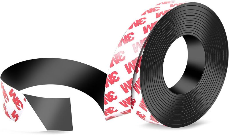 Photo 1 of Strong Adhesive Magnetic Tape Strip Roll- 0.78" x 10ft, Cuttable Magnetic Sheets for,DIY Art Projects, Whiteboards, Fridge Organization - Ideal for Home, School, Office Use.(0.06" Thick)