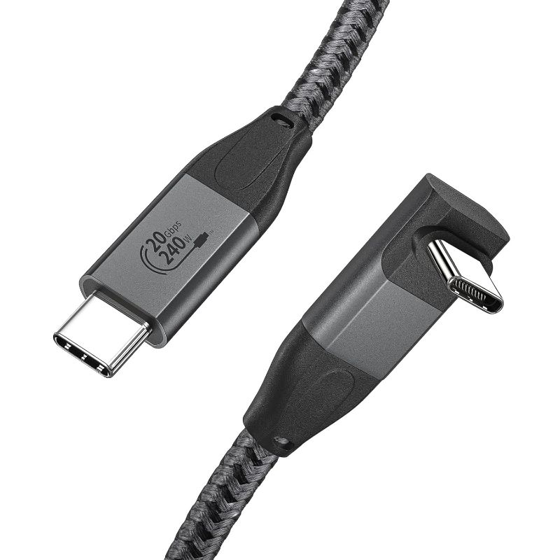 Photo 1 of XAOSUN USB C to USB C Cable - 3.3ft, 90 Degree, 20Gbps Data Transfer, 4K Video, 240W Fast Charging for MacBook, iPad, Samsung, ROG Ally