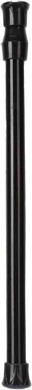 Photo 1 of Plplaaoo Matte Black Spring Tension Rod – Adjustable High Carbon Steel Curtain Rod, No Drill Design for Kitchen Pantry Closet Shower (15.7-27.6in 0.5in Diameter)