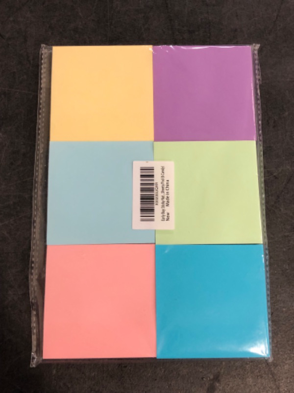 Photo 1 of Early Buy 3x3 Inch Sticky Notes, 6 Pads (100 Sheets/Pad) - Soft Pastel Colors for Office, School, Home, Memo Notes, Journals & Planning - Repositionable Self-Stick Paper