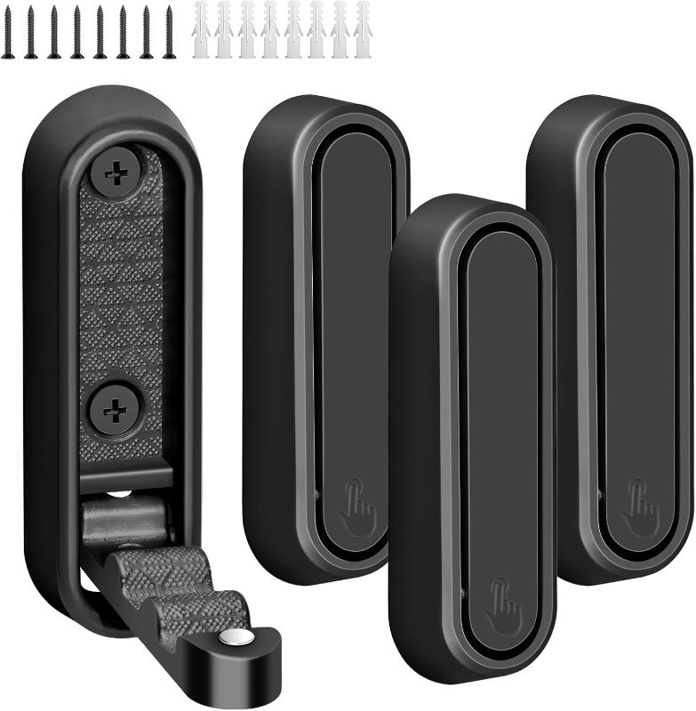 Photo 1 of Folding Wall Hooks,4Pcs Black Heavy Duty Wall Hook Folding Coat Hooks for Hanging Coats Bathrobes Green Plants Bags Keys Towel Gold Hook for a Functional Home(4, Black)