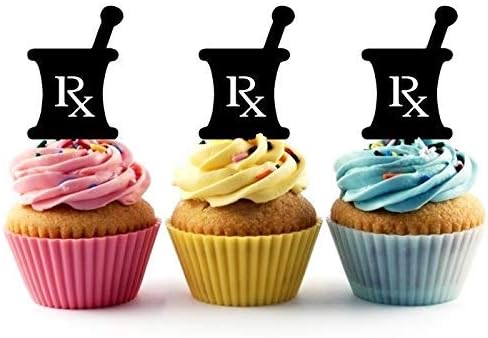 Photo 1 of Mortar and Pestle Pharmacy Rx Silhouette Acrylic Cupcake Toppers 12 pcs