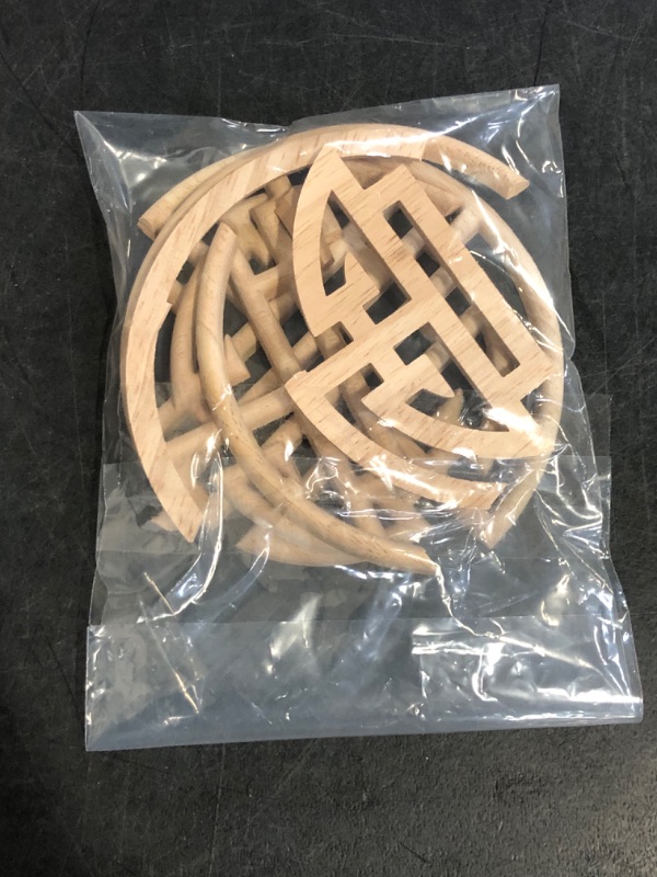 Photo 1 of 2PCS Round Wood Appliques Wood Carved Circular Onlay Applique for Home Furniture Door Cabinet Unpainted Decoration Carved Furniture Appliques Onlays(07,10x10cm/3.94x3.94)