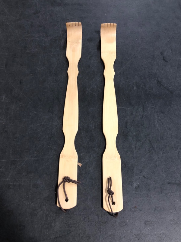 Photo 1 of 2 Pack Bamboo Back Scratcher, 17 Inch Long Handle Ideal Gifts for Mom and Dad