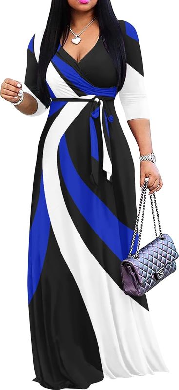 Photo 1 of Size XXL FANDEE Plus Size Maxi Dress for Women Casual Summer Sundress V-Neck 3/4 Sleeve