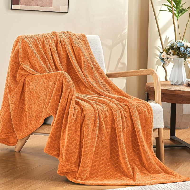 Photo 1 of Inhand Fall Throw Blanket, Super Soft Fuzzy Blanket for Couch Sofa Bed Office, Cozy Plush Fleece Blanket Throw Size, Washable Lightweight Flannel Blankets Throw for All Season(50”x60”,Rust)