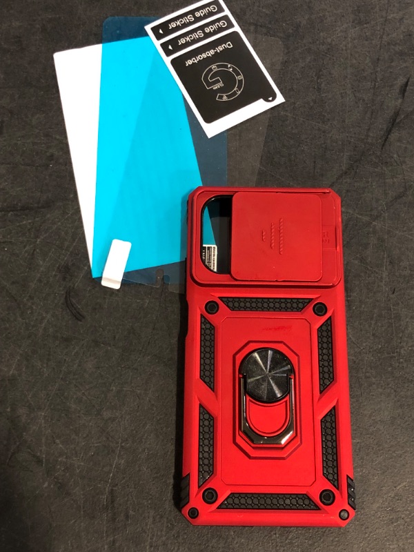 Photo 1 of Moto G Power 2025 Case with Camera Lens Cover, HD Screen Protector, 10 FT Military Grade Drop Protection, Magnetic Ring Holder Kickstand Phone Case for Motorola Moto G Power 2025, Red